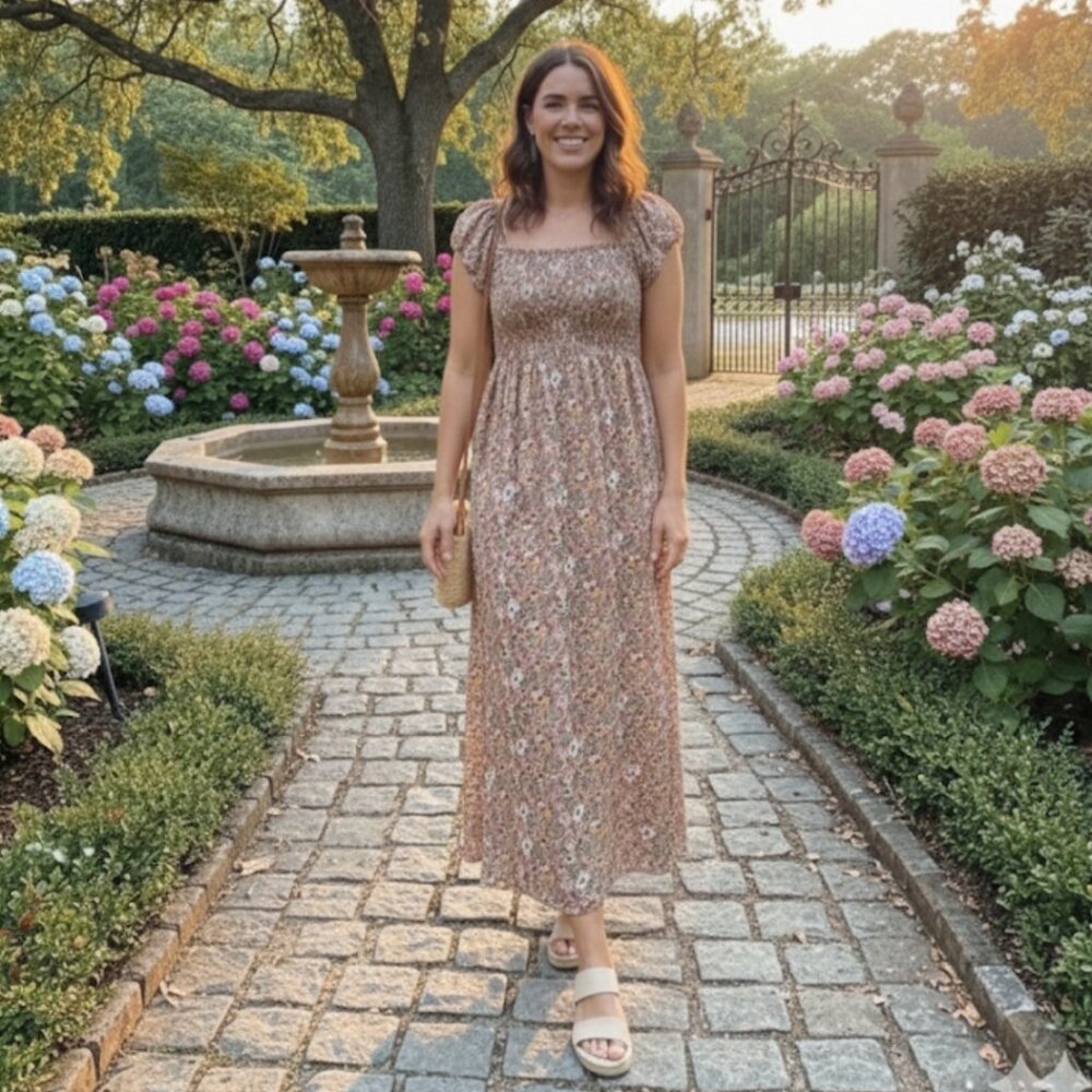 Floral Maxi Dress Rose Pink